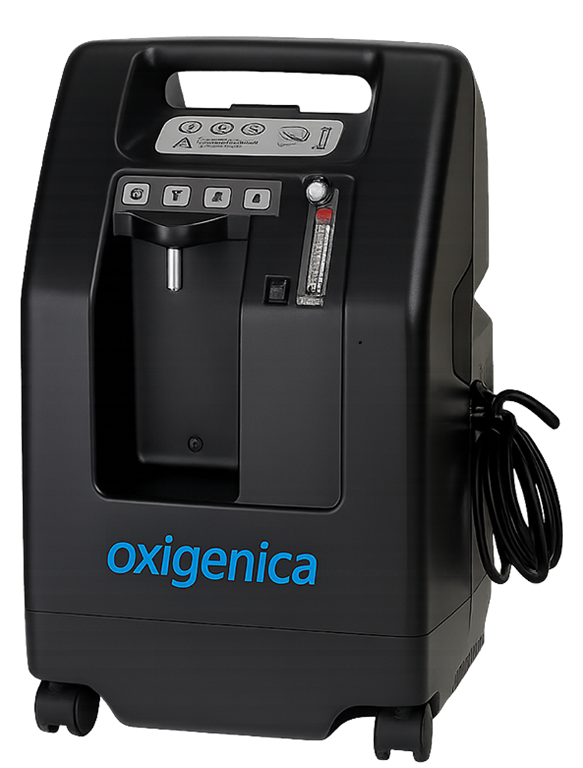 Concentrador de oxígeno de 10 litros Oxigenica para renta a domicilio en Monterrey, equipo de alto flujo.